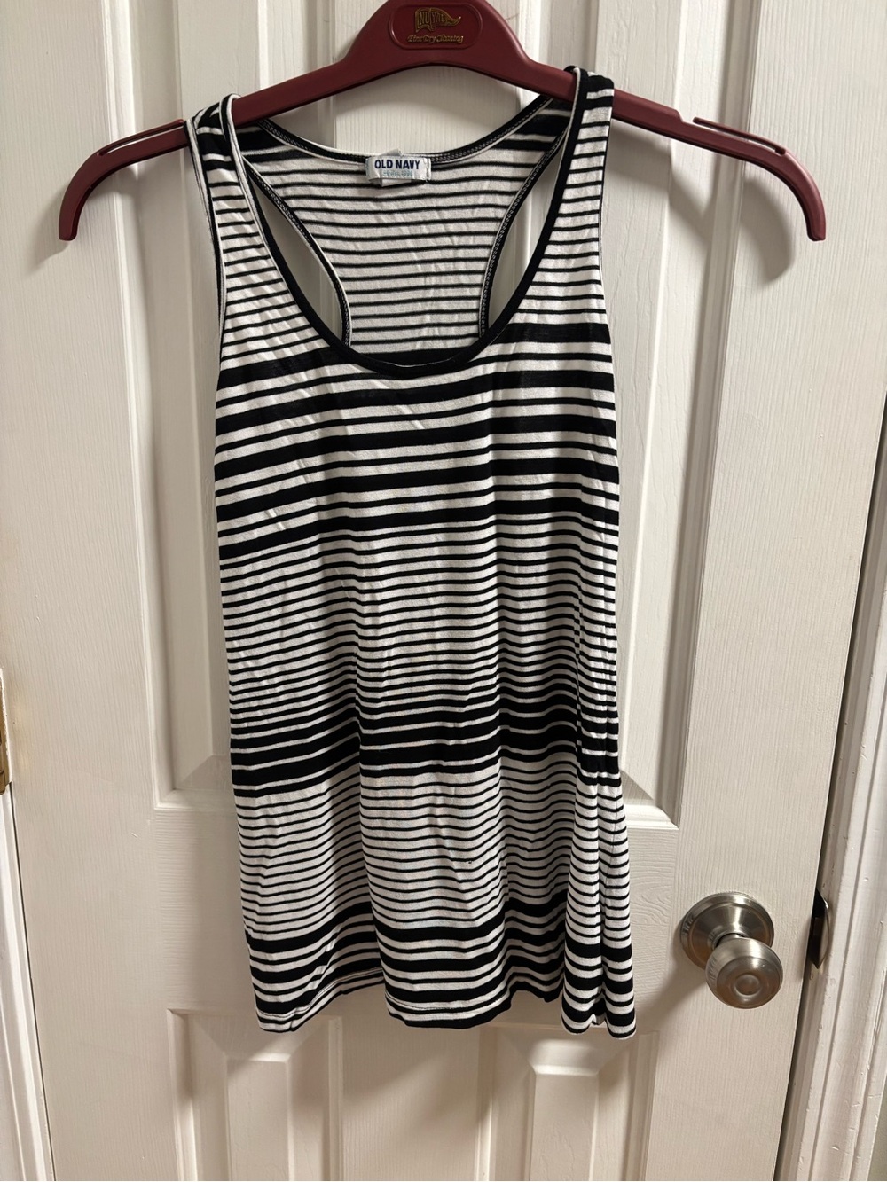 Old Navy Black & White Striped Racerback Tank Top Size Small (S)